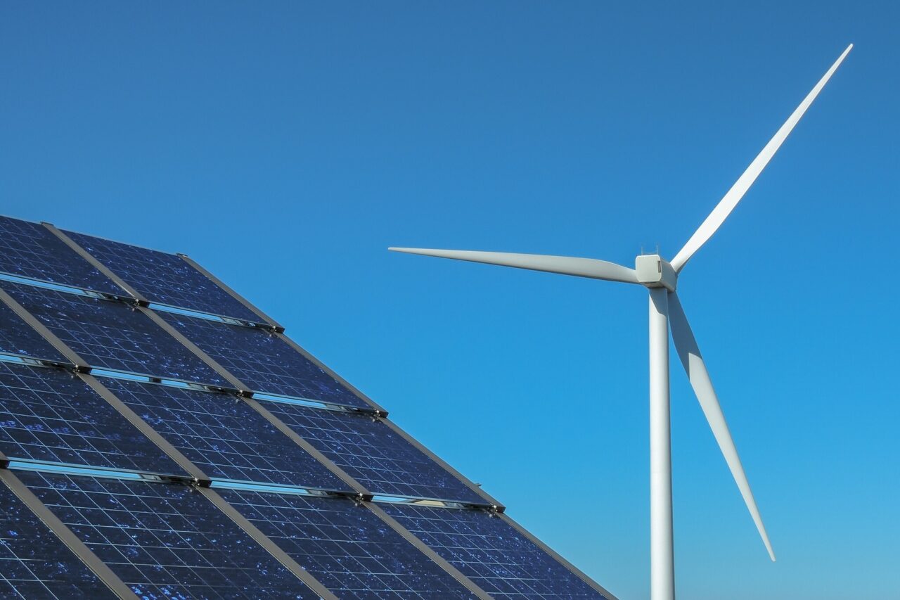 Wind turbine and solar panels are among investment opportunities on the ESG private marketplace