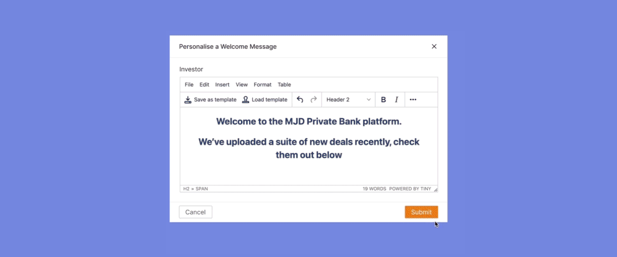Promote items with your welcome message